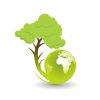 Abstract Eco Tree illustration with Swirl Globe, Vector illustration.